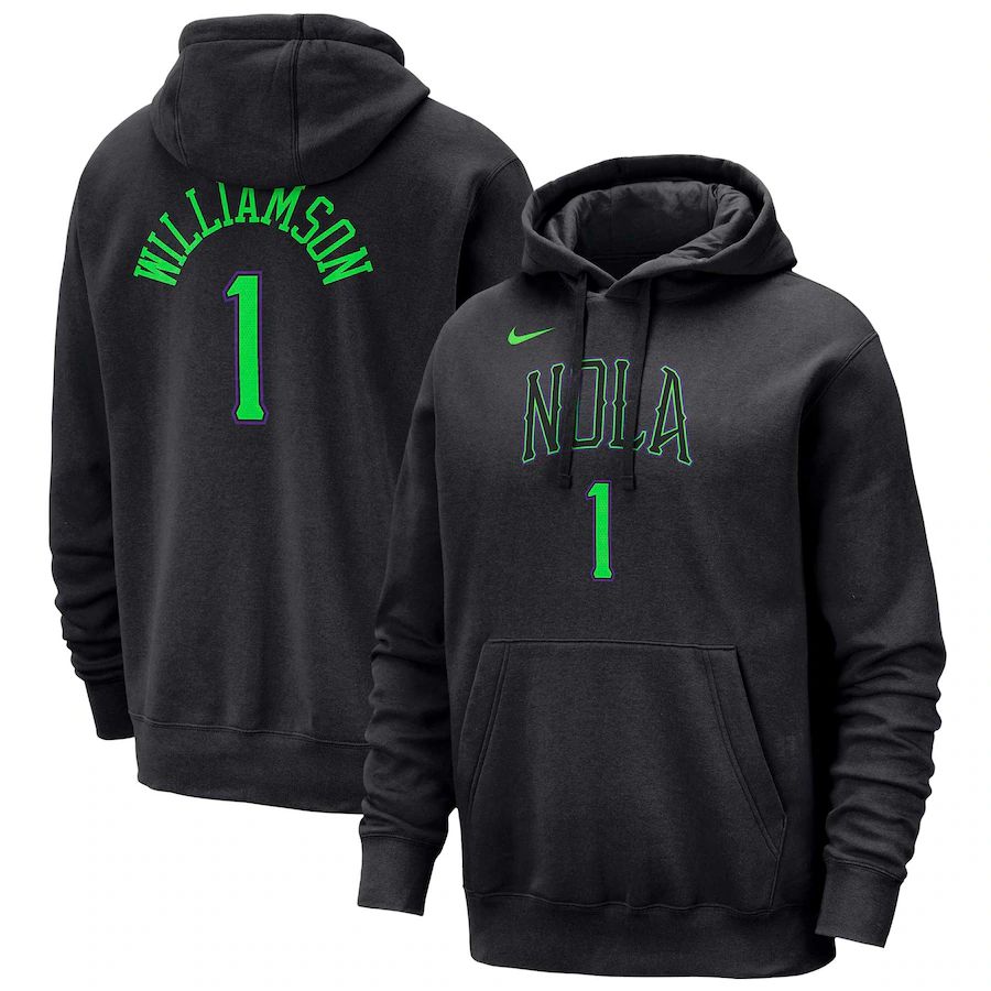 Men New Orleans Pelicans #1 Williamson Black Nike Season city version Sweatshirts 23-24 NBA Jersey